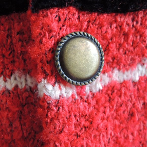 Design Options Vintage Red & White Windowpane Embellished Cardigan Jacket M - Picture 5 of 13